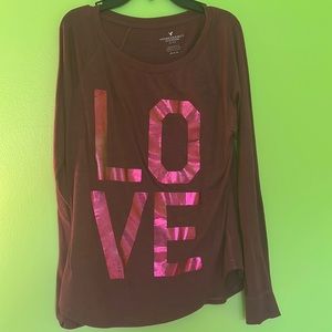 Maroon long sleeve LOVE tee